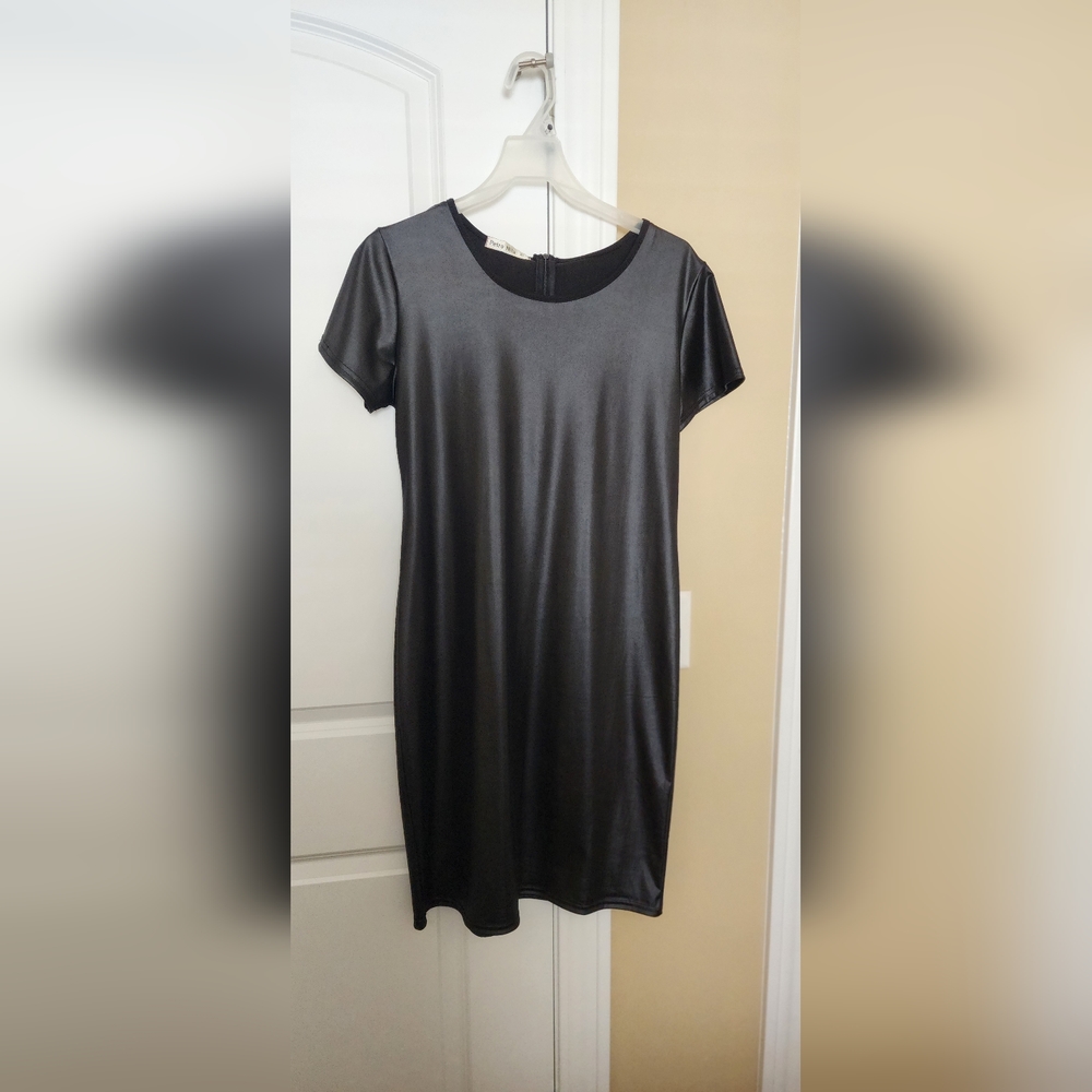 Silky Black T Shirt Dress